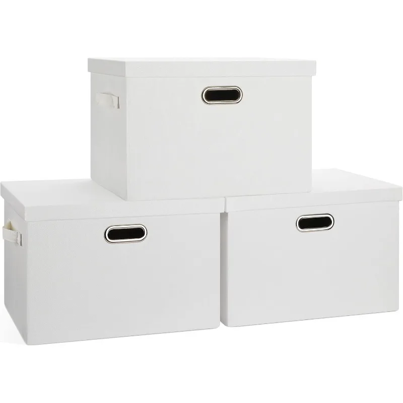 Large 17" 36 Quart Collapsible Stackable Storage Bins with Lids, 3 Packs White Linen Fabric Closet Boxes with Lids, Storage Cube
Large 17" 36 Quart Collapsible Stackable Storage Bins with Lids, 3 Packs White Linen Fabric Closet Boxes with Lids, Storage Cube