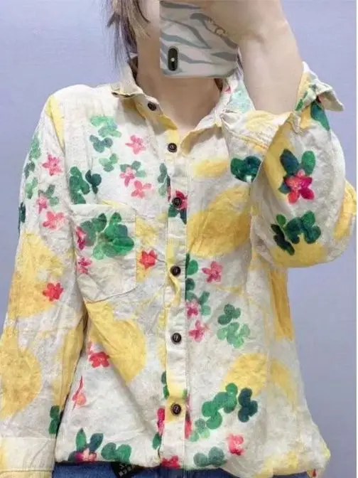 Spring Summer New Loose Fit Cotton Linen Shirt Women Long Sleeve Printed Base Layer Small Shirt Slimming Versatile Bottoming
Spring Summer New Loose Fit Cotton Linen Shirt Women Long Sleeve Printed Base Layer Small Shirt Slimming Versatile Bottoming