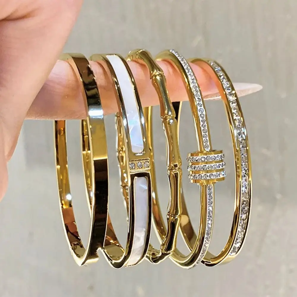 Fashion Titanium Steel Women Bracelets Diamond Europe Style Jewelry Cuff Colorfast Simple Bangles Women's Daily Wear
Fashion Titanium Steel Women Bracelets Diamond Europe Style Jewelry Cuff Colorfast Simple Bangles Women's Daily Wear