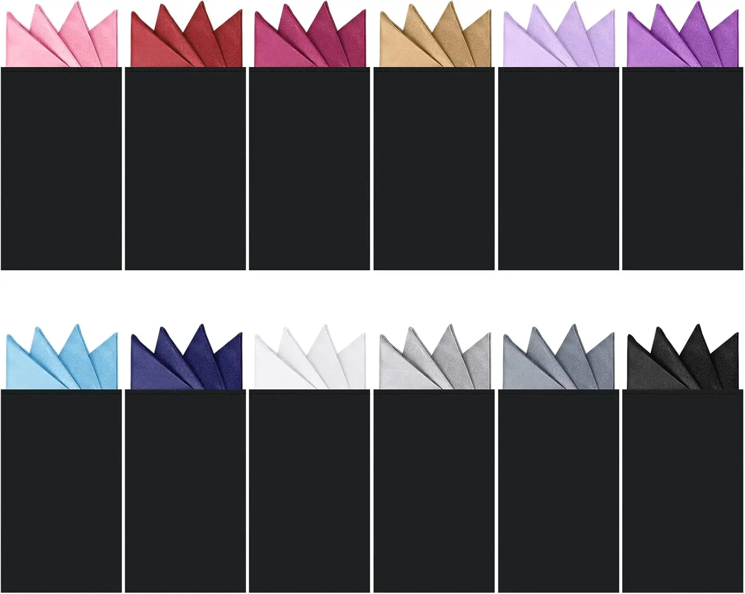 12 Prefolded Pocket Squares for Men Suit Handkerchief Polyester Wedding Accessories
12 Prefolded Pocket Squares for Men Suit Handkerchief Polyester Wedding Accessories