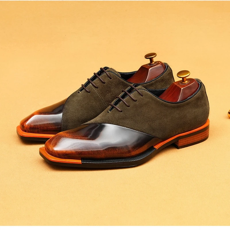 Men's Genuine Leather Suede Two-Tone Business Oxford Shoes Square Toe Formal Dress Shoes for Men Office Wedding Derby Shoes
Men's Genuine Leather Suede Two-Tone Business Oxford Shoes Square Toe Formal Dress Shoes for Men Office Wedding Derby Shoes