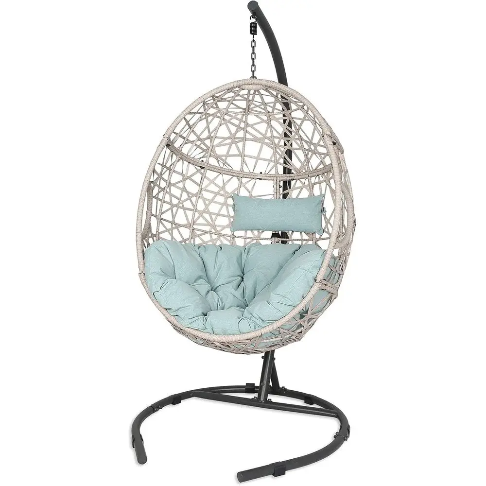 Outdoor Rattan Egg Hanging Swing Chair with Cushions and Stand (Blue)
Outdoor Rattan Egg Hanging Swing Chair with Cushions and Stand (Blue)