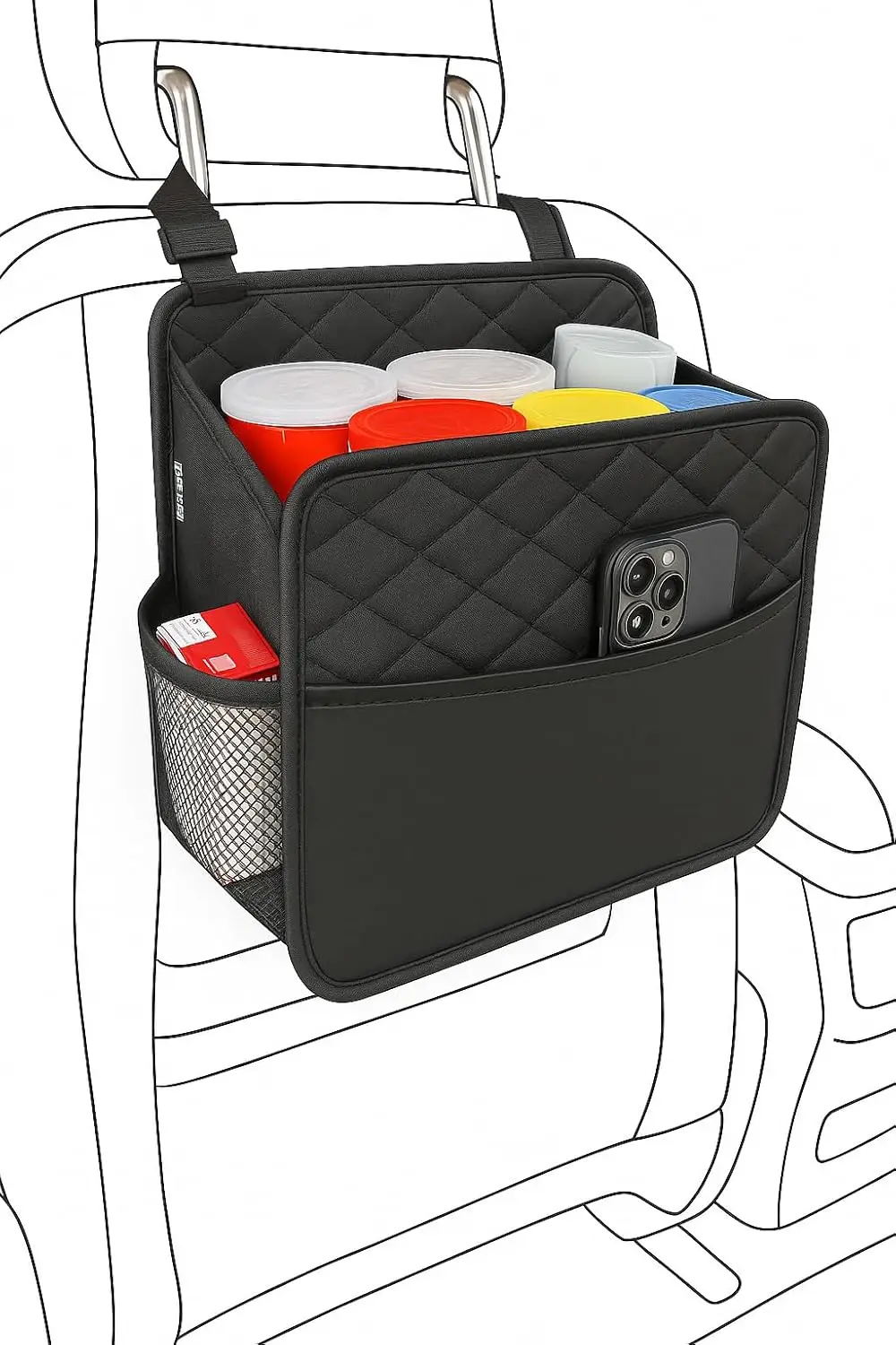 Car Trash Can 2.14 Gallon Large Capacity PU Leather Backseat Organizer with Storage Pockets Hanging for Car SUV Truck
Car Trash Can 2.14 Gallon Large Capacity PU Leather Backseat Organizer with Storage Pockets Hanging for Car SUV Truck