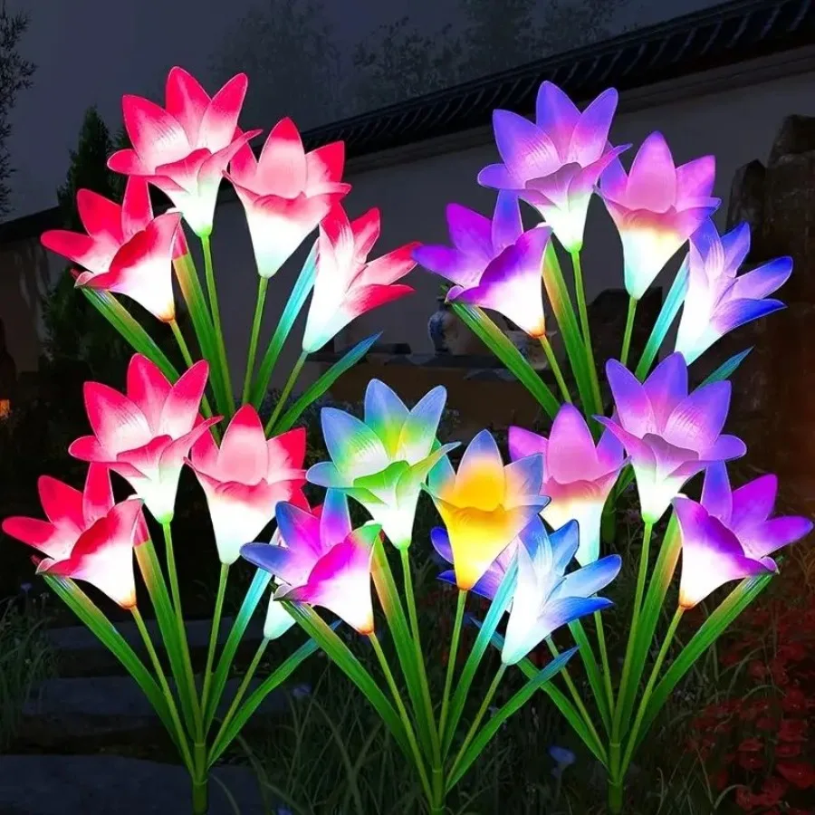 Solar garden decor lights for patio, yard, lawn, pathway; ABS plastic; pink+purple+white+blue; 4-pack with 16 bigger artificial
Solar garden decor lights for patio, yard, lawn, pathway; ABS plastic; pink+purple+white+blue; 4-pack with 16 bigger artificial