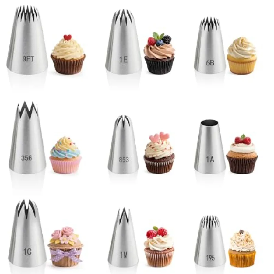 9PCS Large Piping Tips Set, Stainless Steel Cake Decorating Tips, Pastry Cake Decorating Tips Baking Tools for Baking Cupcakes,
9PCS Large Piping Tips Set, Stainless Steel Cake Decorating Tips, Pastry Cake Decorating Tips Baking Tools for Baking Cupcakes,