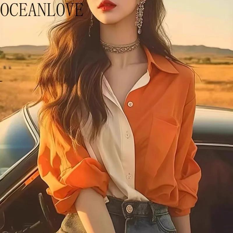 OCEANLOVE Women Shirts&blouses Contrast Color Casual Spring Autumn Blusas Mujer Korean Fashion Simple Elegant Camisas
OCEANLOVE Women Shirts&blouses Contrast Color Casual Spring Autumn Blusas Mujer Korean Fashion Simple Elegant Camisas