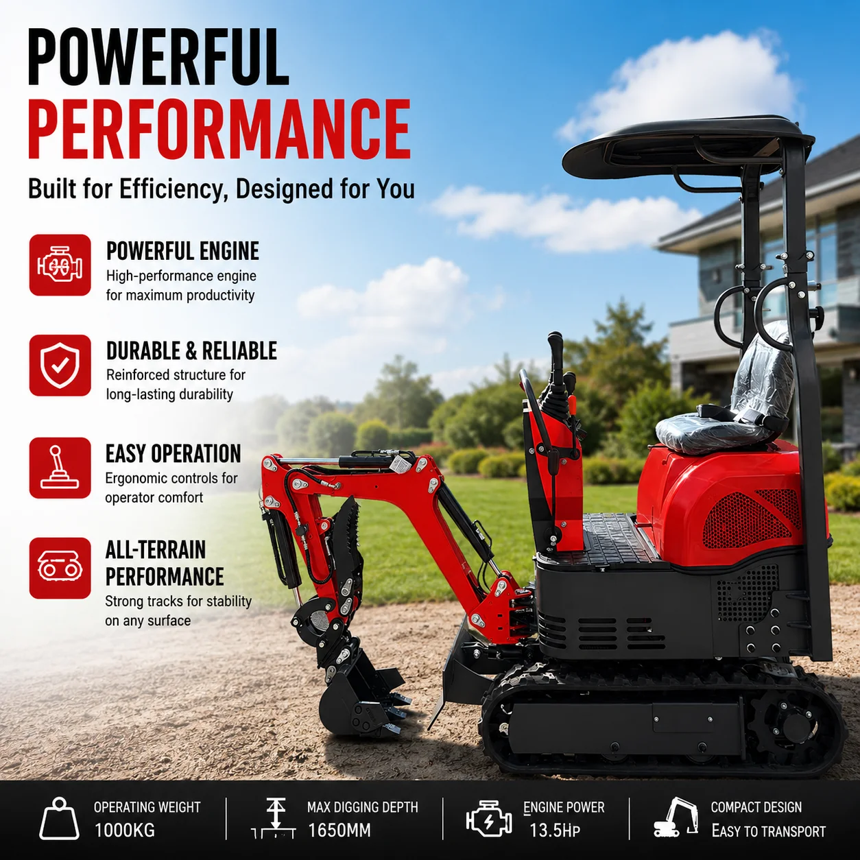 Custom CE Euro 5 0.6 Ton Mini Excavator Compact Hydraulic Micro Excavator for Farm Garden and Landscaping Work
Custom CE Euro 5 0.6 Ton Mini Excavator Compact Hydraulic Micro Excavator for Farm Garden and Landscaping Work