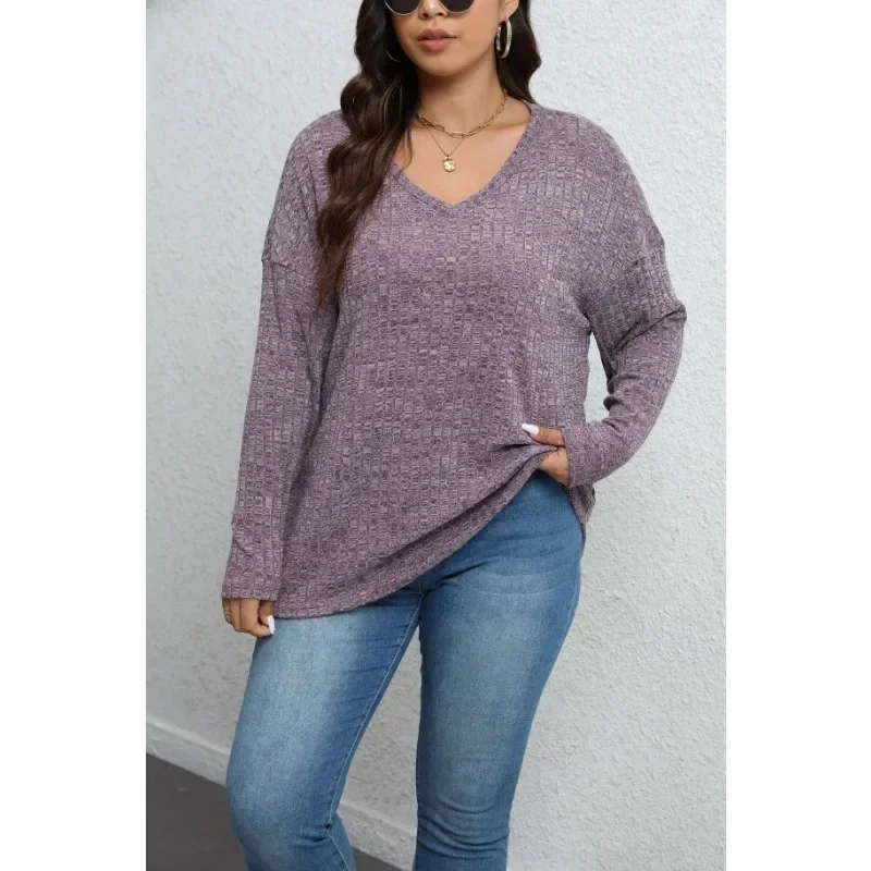 Plus Size 1XL-5XL New Women Casual V-neck Solid Color Top Ribbed Long Sleeved T-shirt Ladies Knitted Top Breathable Top
Plus Size 1XL-5XL New Women Casual V-neck Solid Color Top Ribbed Long Sleeved T-shirt Ladies Knitted Top Breathable Top