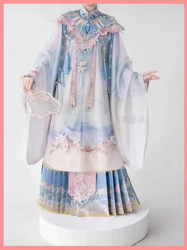 Hanfu Women's Glass Lily Ming Made Heavy Industry Embroidery Cloud Shoulder Long Shirt Standing Collar Horse Face Skirt Spring
Hanfu Women's Glass Lily Ming Made Heavy Industry Embroidery Cloud Shoulder Long Shirt Standing Collar Horse Face Skirt Spring