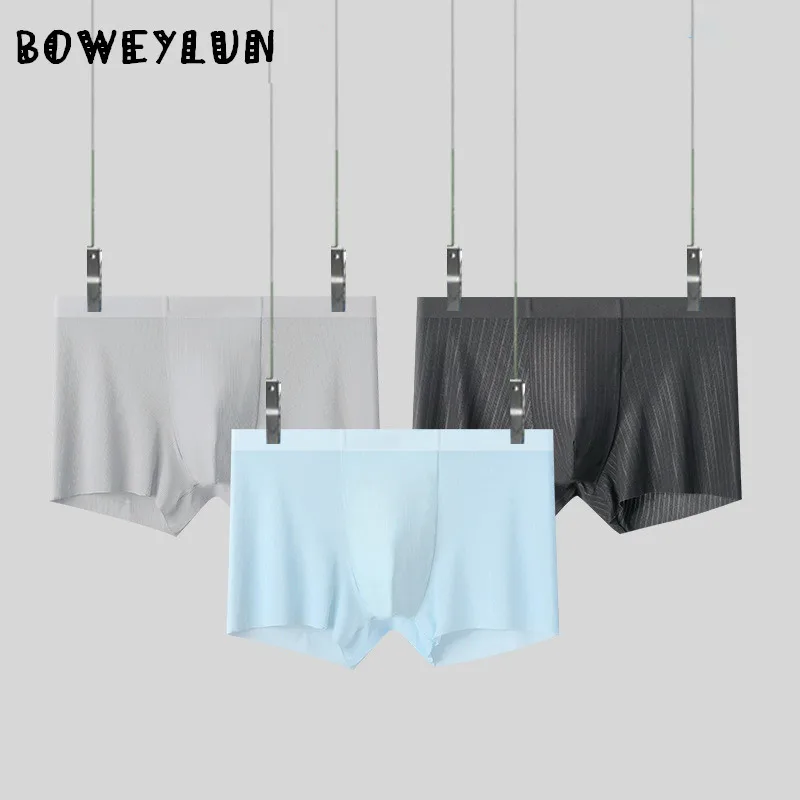 BOWEYLUN New Style 120S Ice Silk Jacquard Men's Underwear Breathable Seamless Solid Color Boxer Briefs for Men
BOWEYLUN New Style 120S Ice Silk Jacquard Men's Underwear Breathable Seamless Solid Color Boxer Briefs for Men
