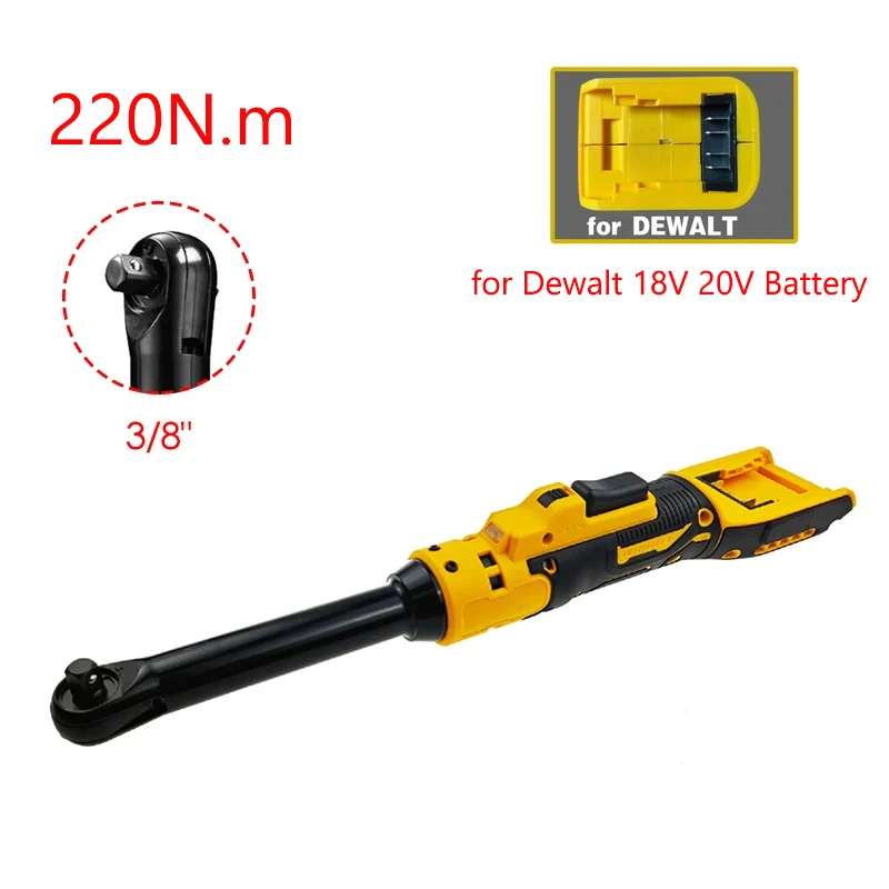 3/8Inch Cordless Ratchet Wrench Extended Head Removal Screw Nut 220N.m Electric Driver Power Tool for Dewalt 18V 20V Battery
3/8Inch Cordless Ratchet Wrench Extended Head Removal Screw Nut 220N.m Electric Driver Power Tool for Dewalt 18V 20V Battery