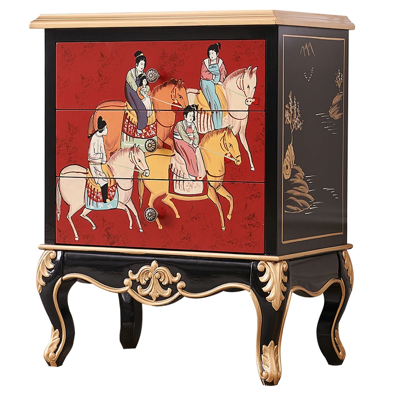 New Chinese-style bedroom painted solid wood three-bucket bedside locker French sofa storage edge
New Chinese-style bedroom painted solid wood three-bucket bedside locker French sofa storage edge