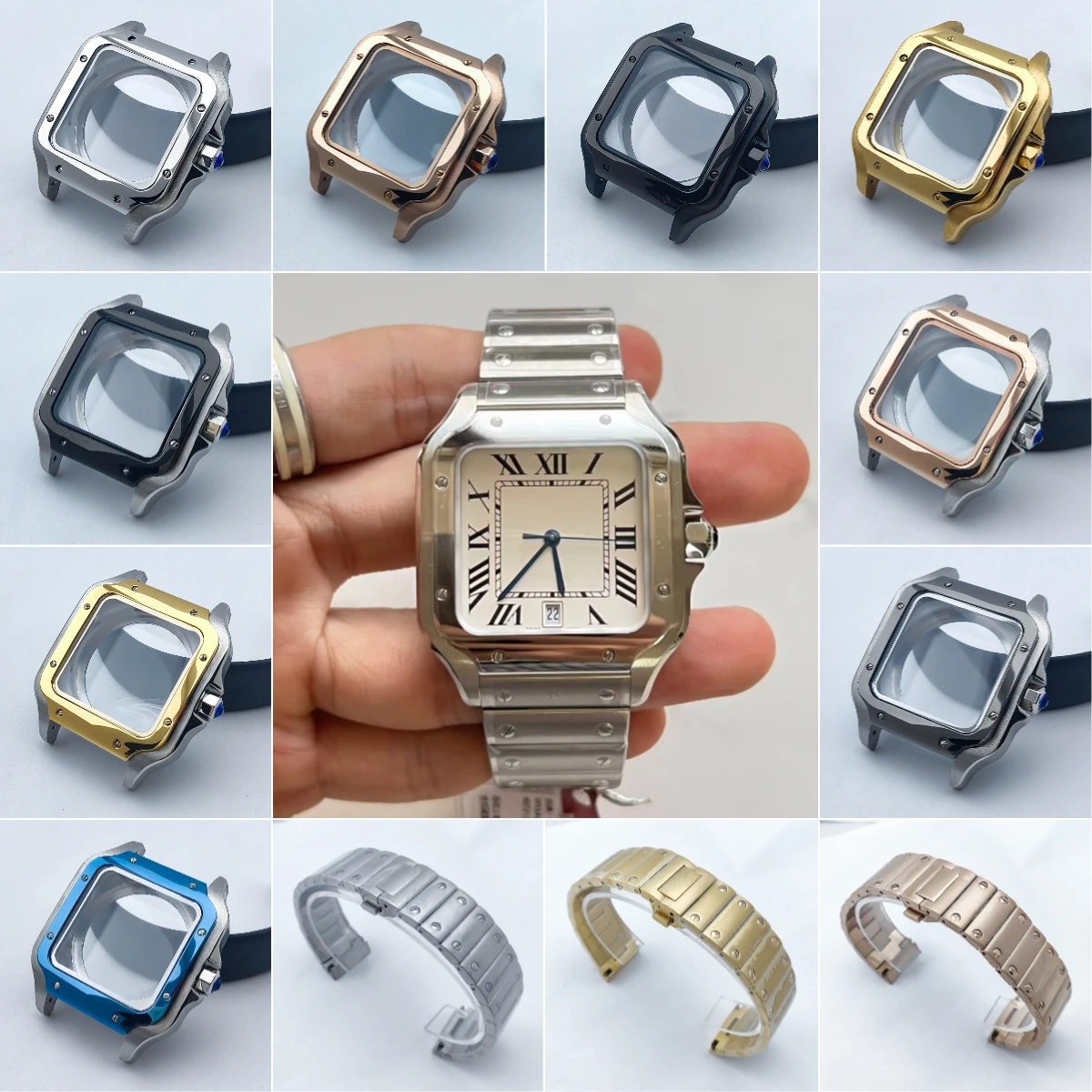NH35 38mm Square Watch Case Mineral glass Stainless steel for Santos Modification Parts NH35 4R35 NH36 4R36 Movements
NH35 38mm Square Watch Case Mineral glass Stainless steel for Santos Modification Parts NH35 4R35 NH36 4R36 Movements