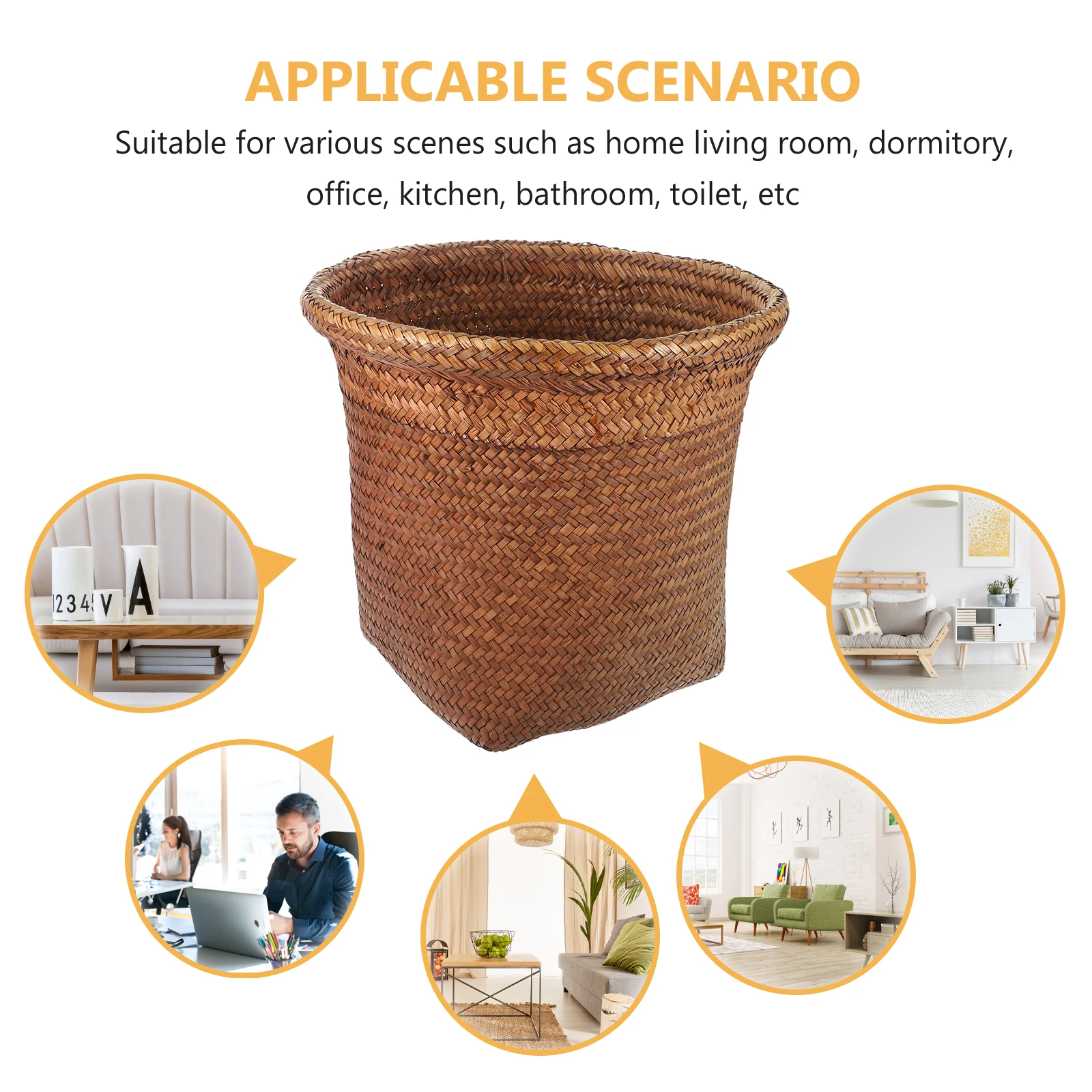 Straw Woven Storage Basket Trash Can Coffee Medium Size Smooth Edges Safe No Cover Waste Paper Sundries Home Office Container
Straw Woven Storage Basket Trash Can Coffee Medium Size Smooth Edges Safe No Cover Waste Paper Sundries Home Office Container