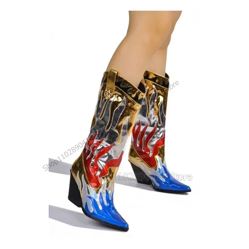 Colorful Totem Design Giltter Pointed Toe Boots Slip On Women Shoes Chunky High Heels Fashion Banquet 2023 Zapatos Para Mujere 
Colorful Totem Design Giltter Pointed Toe Boots Slip On Women Shoes Chunky High Heels Fashion Banquet 2023 Zapatos Para Mujere