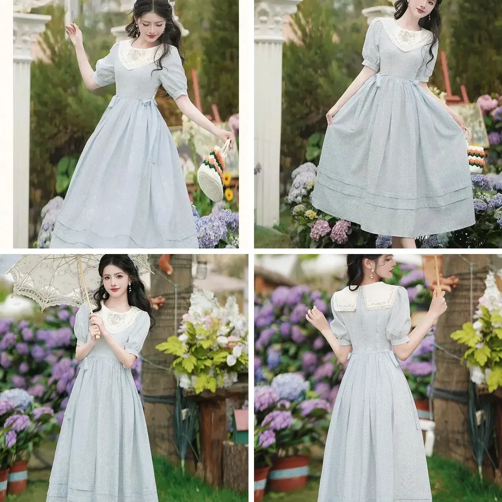 Cottagecore Light Blue Plissé Princess Dress with Embroidery & Puff Sleeves, Vintage Summer Dress for Women
Cottagecore Light Blue Plissé Princess Dress with Embroidery & Puff Sleeves, Vintage Summer Dress for Women