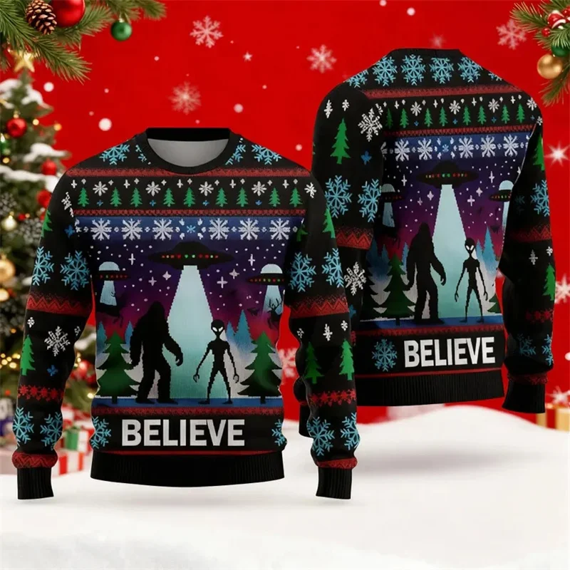 Bigfoot Sasquatch Festival Funny Christmas Ugly Sweater For Men Alien Dinosaur Graphic Loose Sweatshirts Family Party Unique Top
Bigfoot Sasquatch Festival Funny Christmas Ugly Sweater For Men Alien Dinosaur Graphic Loose Sweatshirts Family Party Unique Top