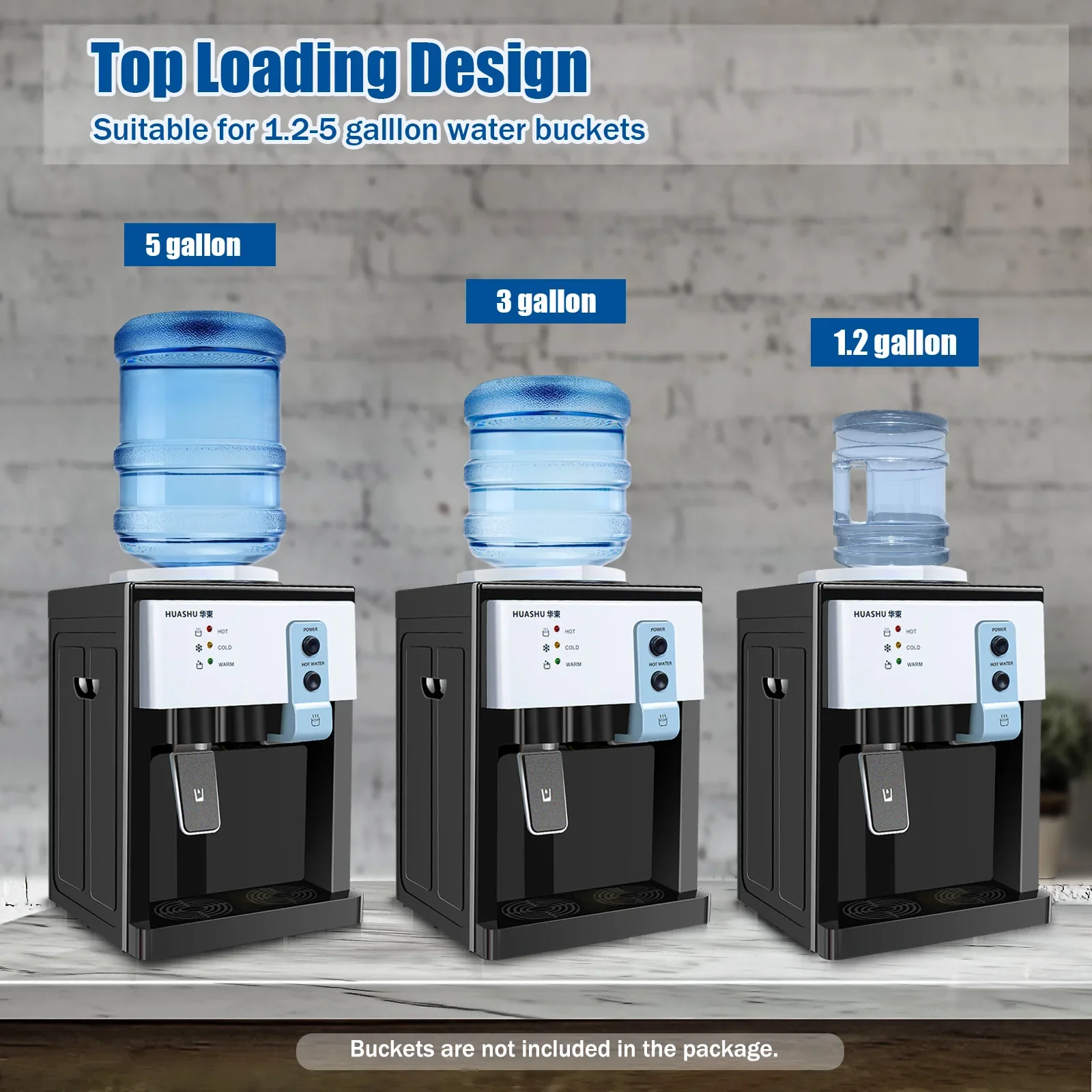 5 Gallons Countertop Hot and Cold Water Dispenser 3 Temperature Settings Top Loading Drinking Machine Home Office Use
5 Gallons Countertop Hot and Cold Water Dispenser 3 Temperature Settings Top Loading Drinking Machine Home Office Use