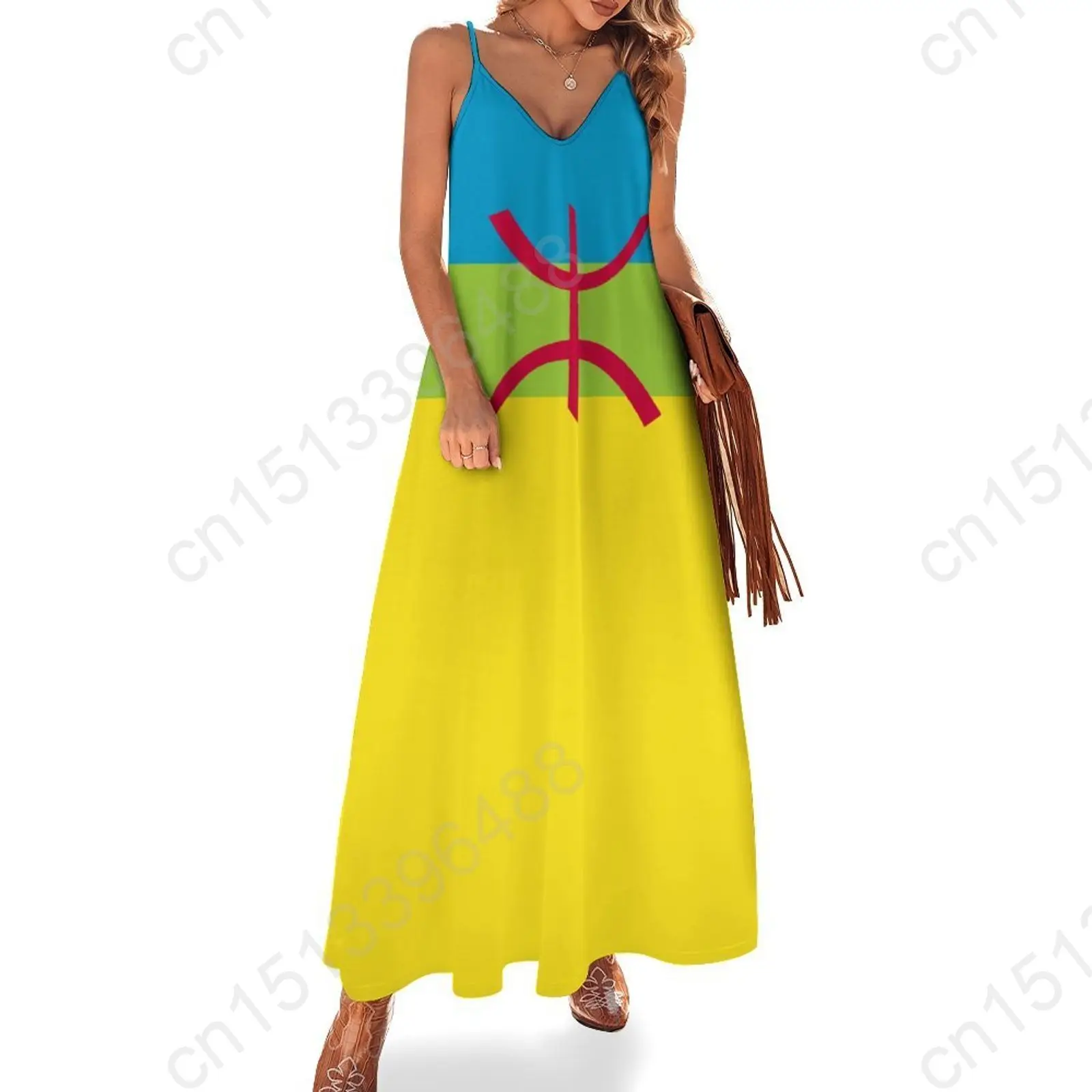 Amazigh Berber Flag Print New Casual Sleeveless Long Dress Women's V-Neck Printed Dress Swing Retro Dresses
Amazigh Berber Flag Print New Casual Sleeveless Long Dress Women's V-Neck Printed Dress Swing Retro Dresses