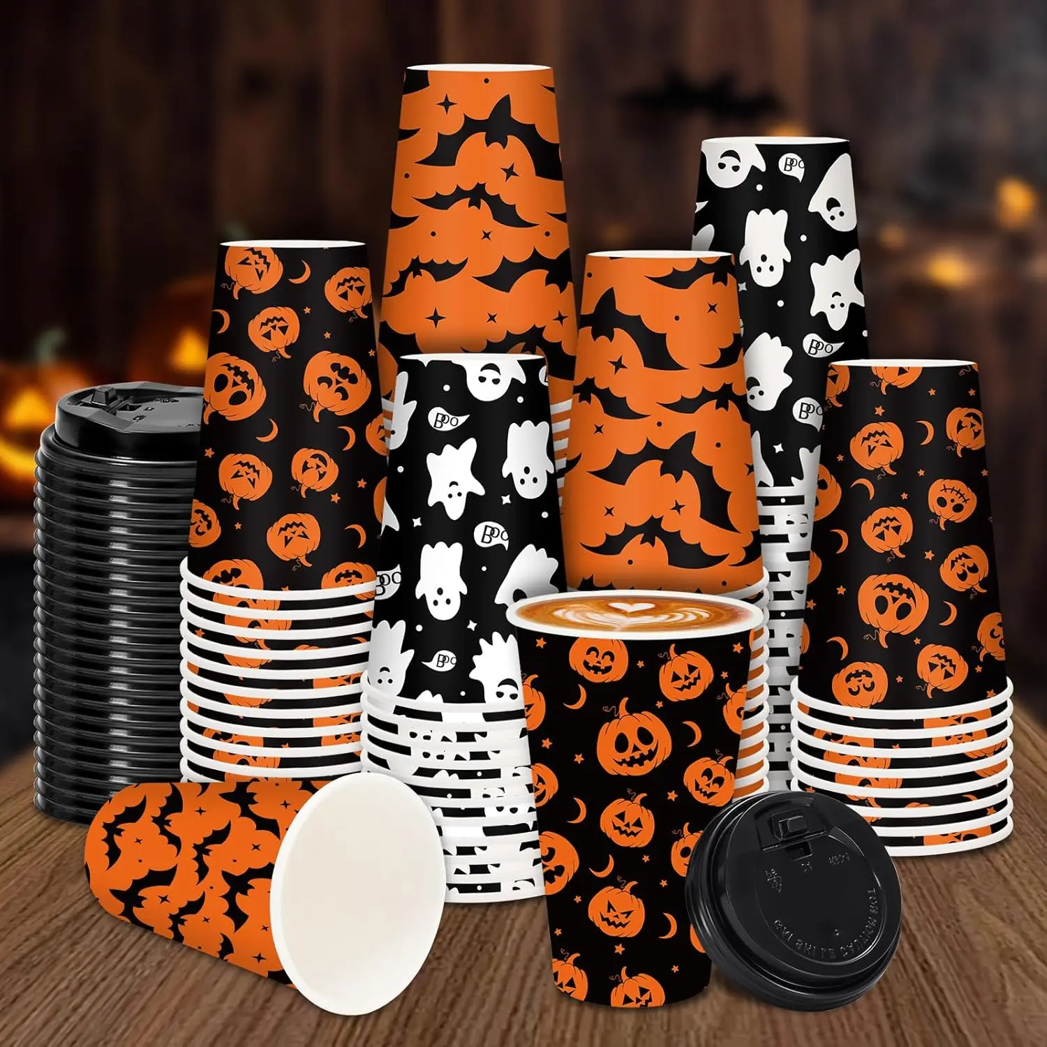 72 Set Halloween Disposable Coffee Cups with Lids 12oz Black Orange Pumpkin Ghost Bat Paper To Go Coffee Cups for Cappuc
72 Set Halloween Disposable Coffee Cups with Lids 12oz Black Orange Pumpkin Ghost Bat Paper To Go Coffee Cups for Cappuc