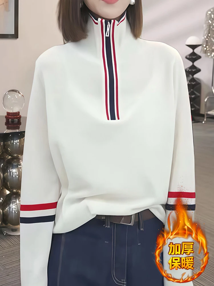 Women's Long Sleeve Knitted Sweater Half Zipper Striped Color Block Design Winter Fashion Commute Style Mid-Thick Warm Top
Women's Long Sleeve Knitted Sweater Half Zipper Striped Color Block Design Winter Fashion Commute Style Mid-Thick Warm Top
