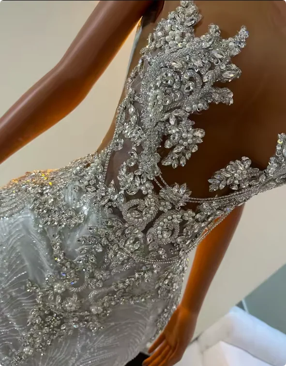 Sparkly Sequin Long Mermaid Prom Dresses For Black Girl Luxury Bead Crystal Sheer Birthday Party Evening Gown Customized
Sparkly Sequin Long Mermaid Prom Dresses For Black Girl Luxury Bead Crystal Sheer Birthday Party Evening Gown Customized
