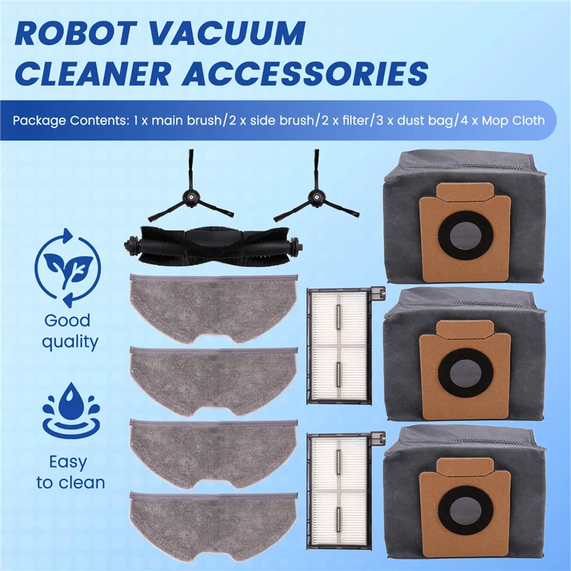 -A03R For Eufy X8 Pro Robot Replacement Parts Main Roller Brush Hepa Filter Mop Pad Cloth Dust Bag Accessories
-A03R For Eufy X8 Pro Robot Replacement Parts Main Roller Brush Hepa Filter Mop Pad Cloth Dust Bag Accessories