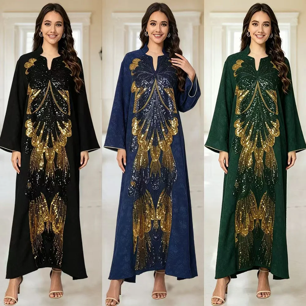 Eid Women Dress Abaya Kaftan Muslim Arab Long Robe Party Dresses Jalabiya Sequins Ramadan Dubai Abayas Islam Morocco Vestidos
Eid Women Dress Abaya Kaftan Muslim Arab Long Robe Party Dresses Jalabiya Sequins Ramadan Dubai Abayas Islam Morocco Vestidos