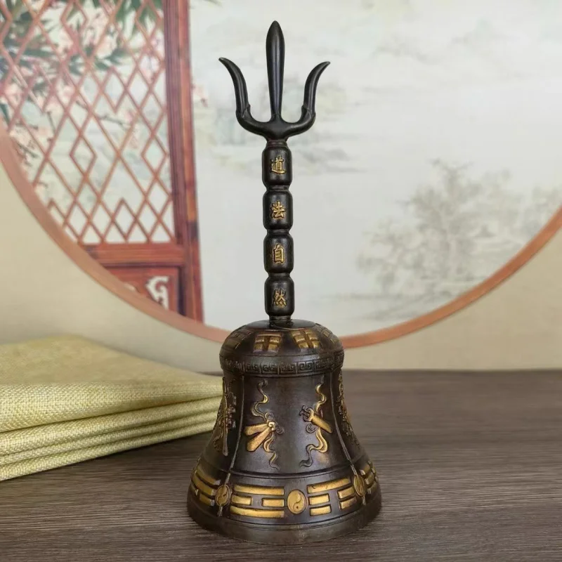 Gilding Copper Sanqing Bell Rattle Hand Crank Pure Copper Ceremony Bell Dharma-Vessel Bell Device Three Fork Brass Bell Taoist C
Gilding Copper Sanqing Bell Rattle Hand Crank Pure Copper Ceremony Bell Dharma-Vessel Bell Device Three Fork Brass Bell Taoist C