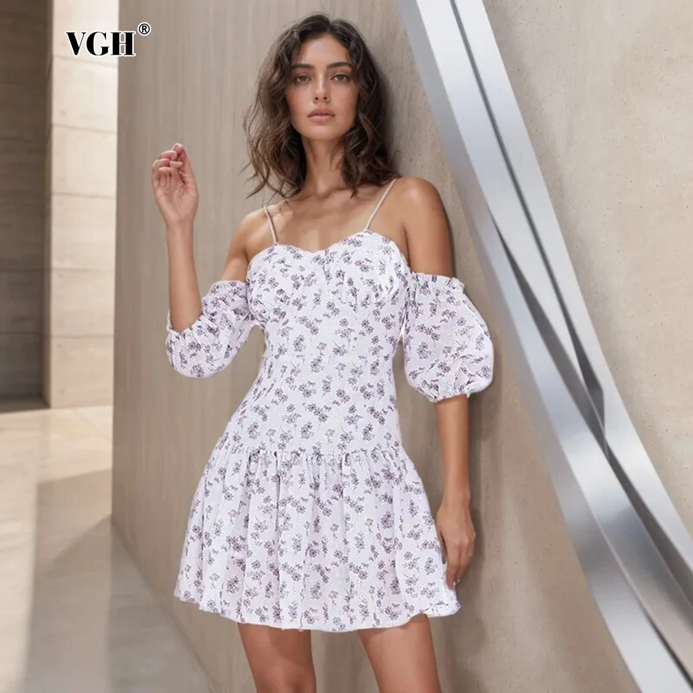 VGH Floral Printing Elegant Dress For Women Square Collar Puff Sleeve Backless High Waist Temperament Mini Dresses Female New
VGH Floral Printing Elegant Dress For Women Square Collar Puff Sleeve Backless High Waist Temperament Mini Dresses Female New