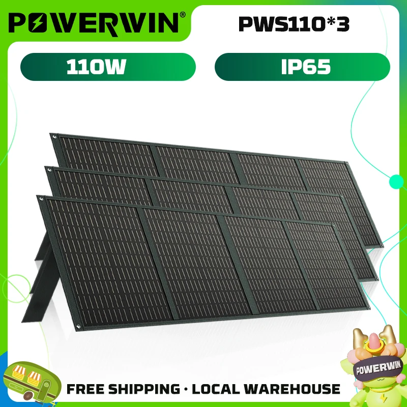 POWERWIN PWS110 Foldable Solar Panel (3PCS) 110W 24% High-Efficiency ETFE RV Solar Charger with Fast QC 3.0 Output, 18V Voltag
POWERWIN PWS110 Foldable Solar Panel (3PCS) 110W 24% High-Efficiency ETFE RV Solar Charger with Fast QC 3.0 Output, 18V Voltag