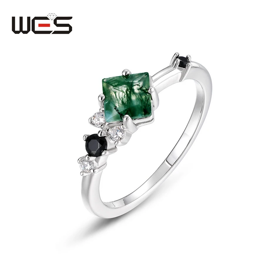 WES 925 Sterling Silver Square 5*5mm Natural Moss Agate Ring for Woman Rhodium Plated Unique Gemstone Wedding Gift Wholesale
WES 925 Sterling Silver Square 5*5mm Natural Moss Agate Ring for Woman Rhodium Plated Unique Gemstone Wedding Gift Wholesale