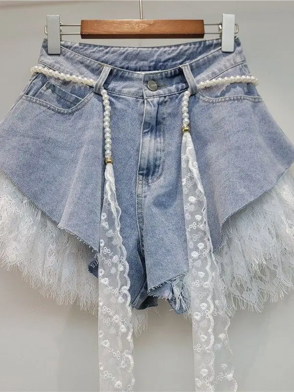 High Waist A-Line Shorts Women's Summer New Style Lace Denim Ultra Short Pants Thin Slimming Two-Piece Set Trendy Skirt
High Waist A-Line Shorts Women's Summer New Style Lace Denim Ultra Short Pants Thin Slimming Two-Piece Set Trendy Skirt