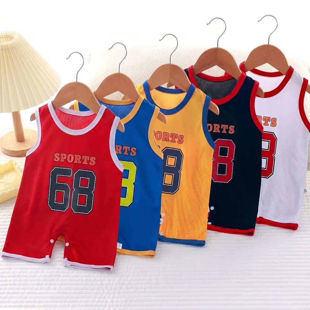 Summer New Fashionable Letter Printed Sleeveless Round Neck Personalized Baby Boy Jumpsuit Breathable Mesh Comfy Toddler Rompers
Summer New Fashionable Letter Printed Sleeveless Round Neck Personalized Baby Boy Jumpsuit Breathable Mesh Comfy Toddler Rompers