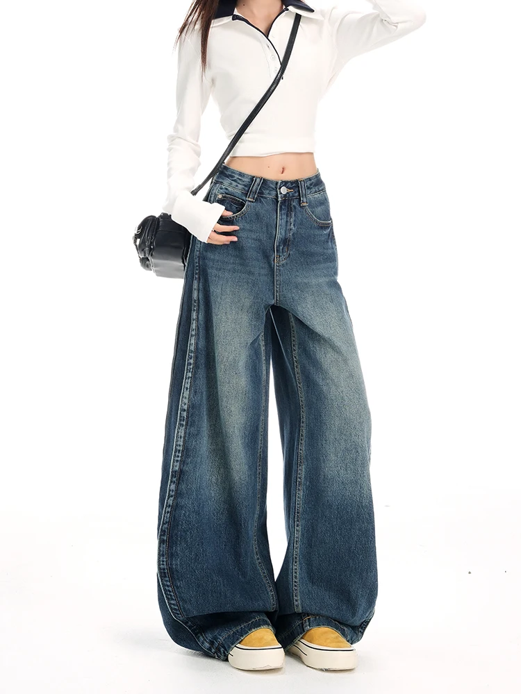 Retro American Washed Wide Leg Jeans Women's Loose Slimming Hip Covering Straight Tube Pants Floor-Length Trousers
Retro American Washed Wide Leg Jeans Women's Loose Slimming Hip Covering Straight Tube Pants Floor-Length Trousers