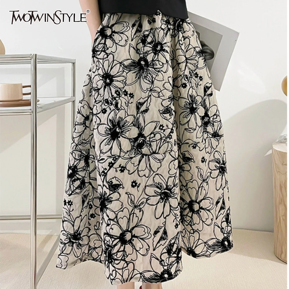 TWOTWINSTYLE Hit Color Loose Skirts for Women High Waist Minimaliat Temperament Skirts Female Fashion Style Clothes
TWOTWINSTYLE Hit Color Loose Skirts for Women High Waist Minimaliat Temperament Skirts Female Fashion Style Clothes