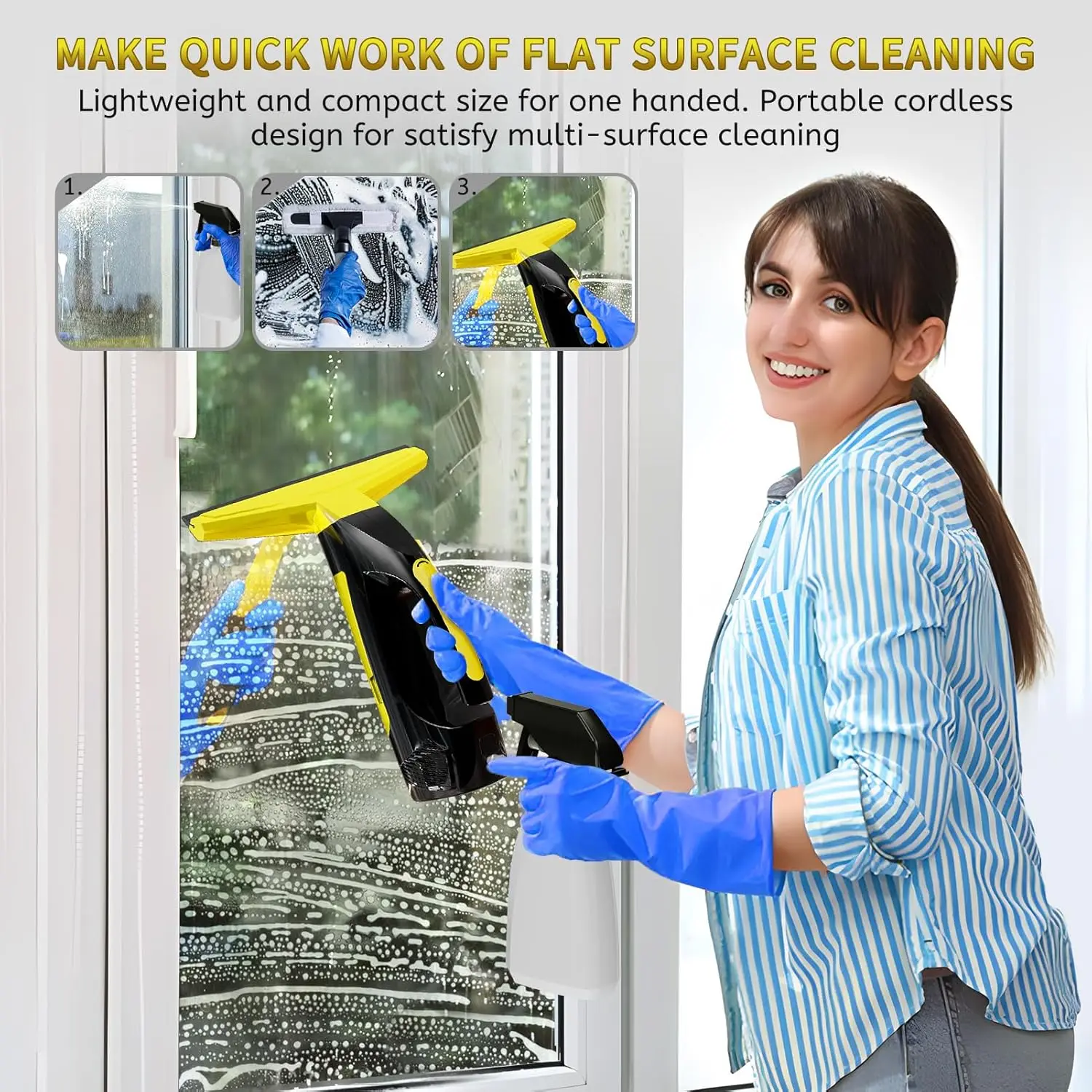 Window Vacuum Squeegee Cordless, Window Vac with Detachable Water Tank and Strong Suction, Electric Window Cleaning Tool 
Window Vacuum Squeegee Cordless, Window Vac with Detachable Water Tank and Strong Suction, Electric Window Cleaning Tool