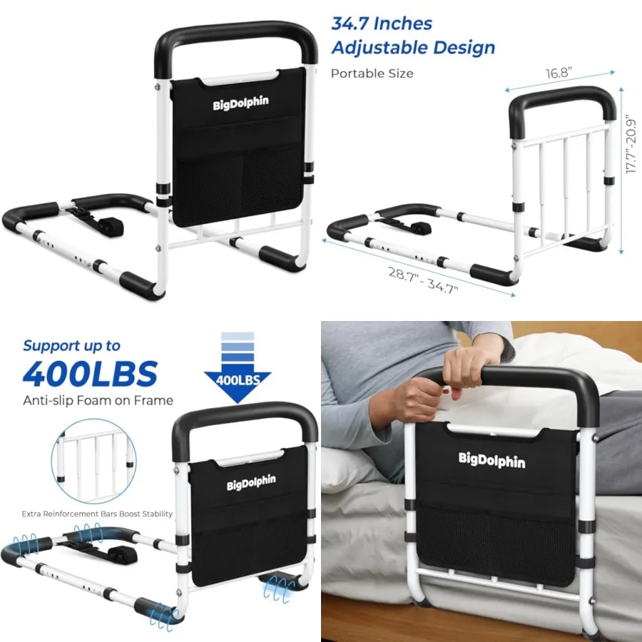 Bed Rails for Elderly Adults Safety - ASTM Approved Adjustable Bed Cane with Non-Slip Ergonomic Handle and Storage Pocket, Bed
Bed Rails for Elderly Adults Safety - ASTM Approved Adjustable Bed Cane with Non-Slip Ergonomic Handle and Storage Pocket, Bed
