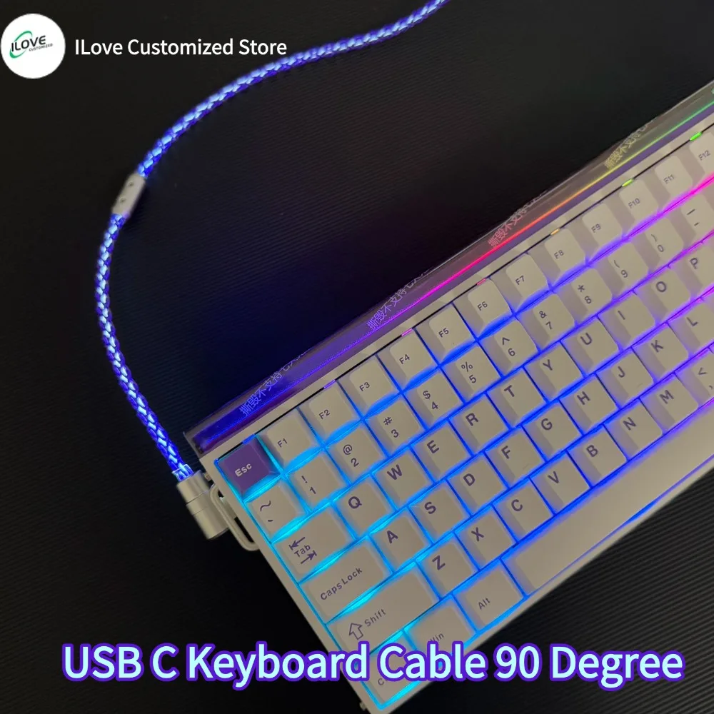 USB C Keyboard Cable 90 Degree Angle Single Crystal Copper Glow Keyboard Cable Support 8k For AULA HERO 68HE 80HE 
USB C Keyboard Cable 90 Degree Angle Single Crystal Copper Glow Keyboard Cable Support 8k For AULA HERO 68HE 80HE