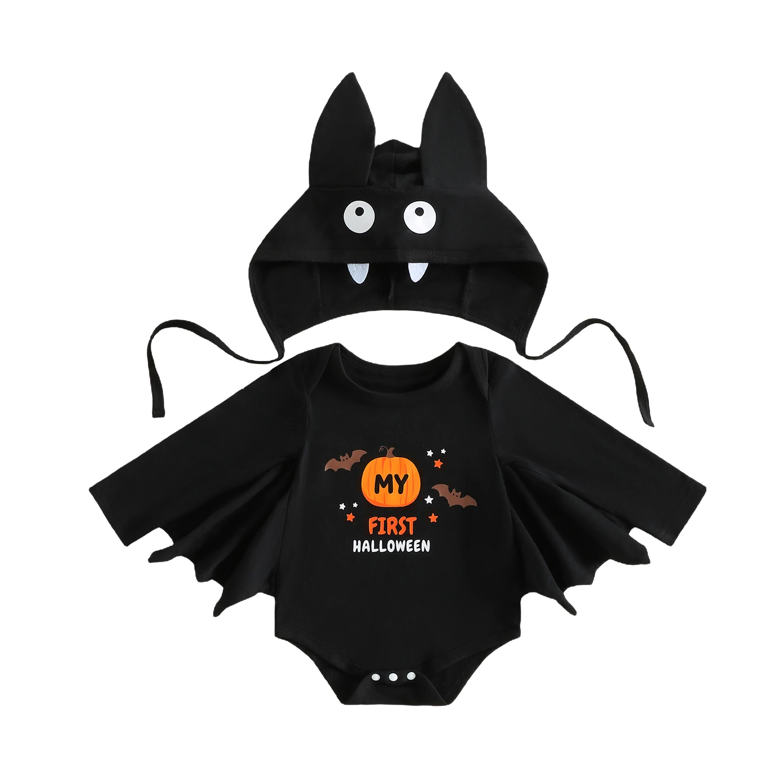 Baby Boy Halloween Romper Pumpkin Letter Print Crew Neck Long Sleeve Bat Wing Infant Bodysuits Jumpsuits with Hat
Baby Boy Halloween Romper Pumpkin Letter Print Crew Neck Long Sleeve Bat Wing Infant Bodysuits Jumpsuits with Hat