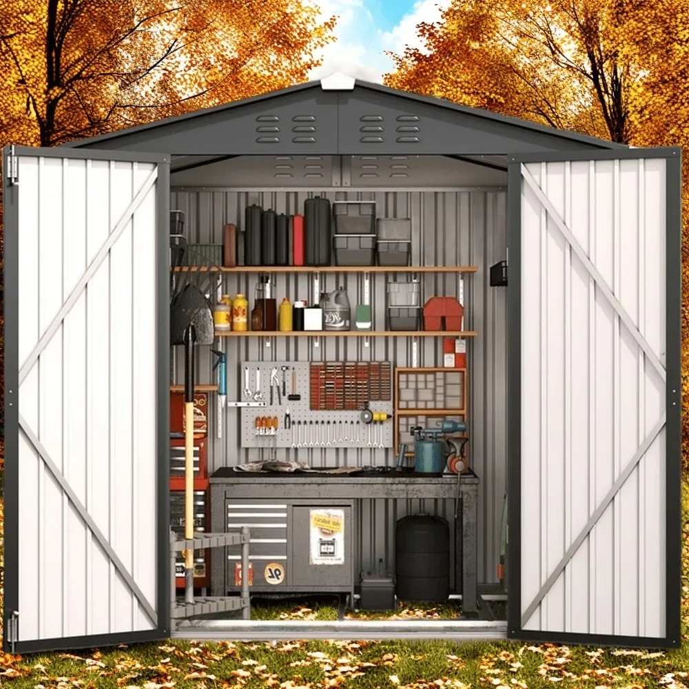 Modern Lockable 6x4 FT Outdoor Storage Shed with doors - All-Weather Resistant Garden Shed
Modern Lockable 6x4 FT Outdoor Storage Shed with doors - All-Weather Resistant Garden Shed