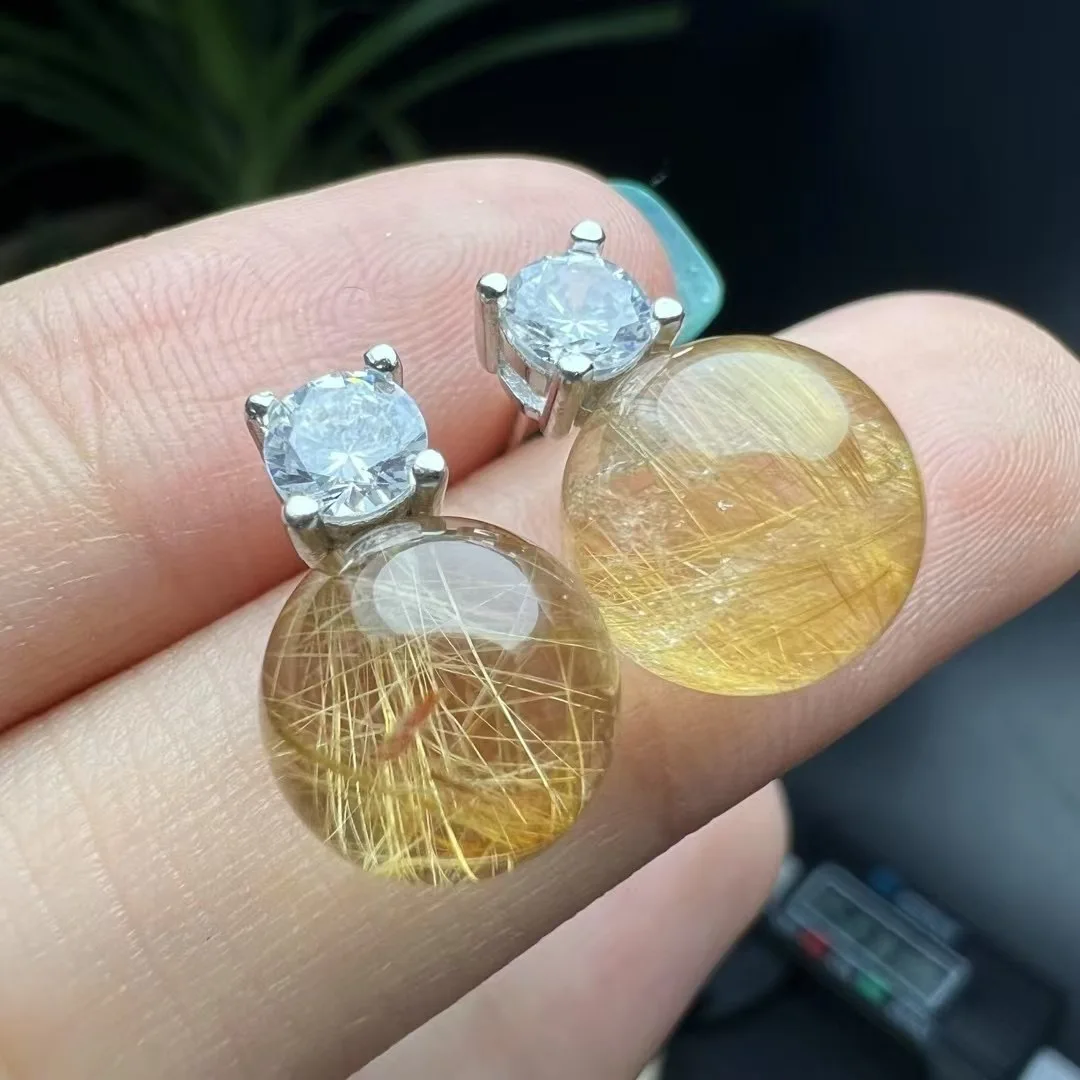 1 Pair Fengbaowu Natural Stone Gold Rutilated Quartz Sphere Earring Ear Stud 925 Sterling Silver Jewelry For Women
1 Pair Fengbaowu Natural Stone Gold Rutilated Quartz Sphere Earring Ear Stud 925 Sterling Silver Jewelry For Women