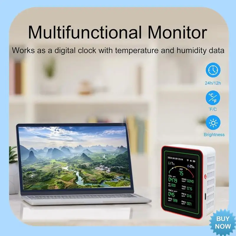 A47Z Air Quality Monitor 15 In 1 Smart Air Quality Tester With PM CO 2 CO TVOC HCHO Temperature&Humidity Display B EU Plug
A47Z Air Quality Monitor 15 In 1 Smart Air Quality Tester With PM CO 2 CO TVOC HCHO Temperature&Humidity Display B EU Plug
