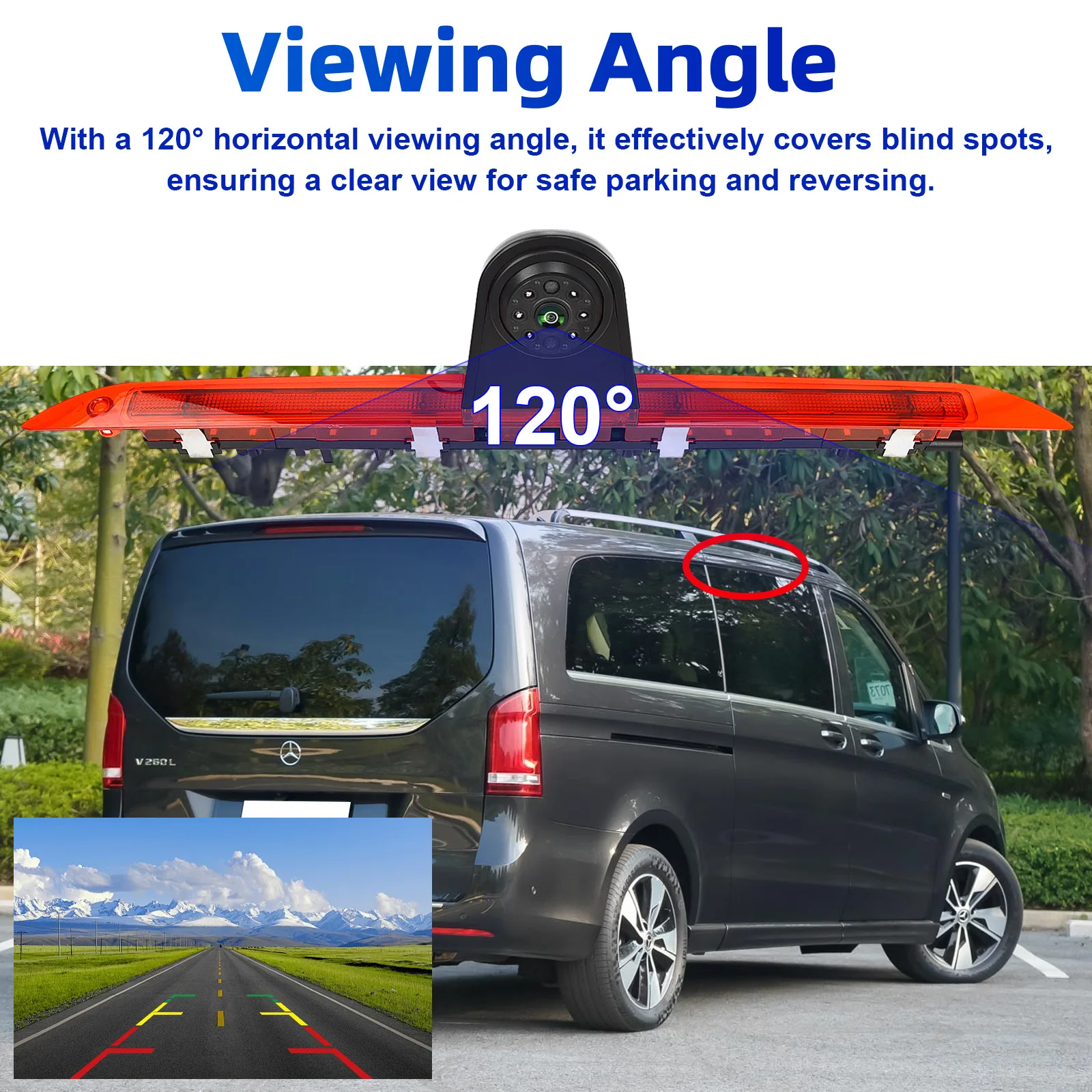 AHD1080P new brake lights and rearview cameras, suitable for Mercedes-Benz V-Class V260L, models from 2018 to 2022. 
AHD1080P new brake lights and rearview cameras, suitable for Mercedes-Benz V-Class V260L, models from 2018 to 2022.