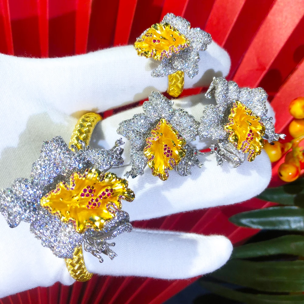 Missvikki Luxury 3PCS Sets Bangle Earrings Ring For Women Bridal Wedding Party Cute Shiny Flowers Fashion Lady Gift 2024 New
Missvikki Luxury 3PCS Sets Bangle Earrings Ring For Women Bridal Wedding Party Cute Shiny Flowers Fashion Lady Gift 2024 New