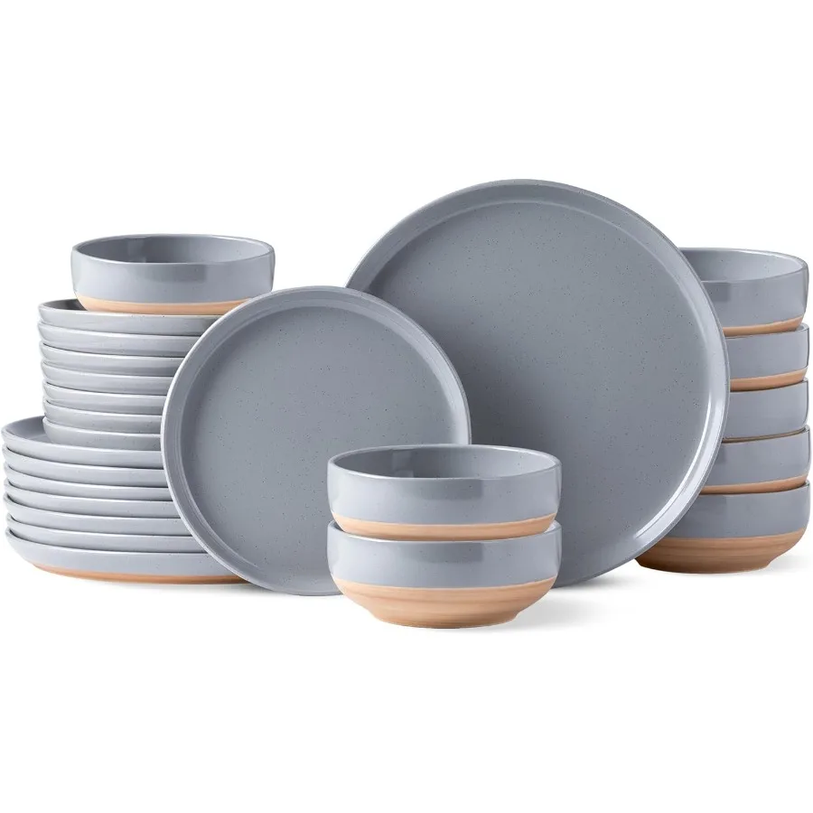 Ceramic Dinnerware Sets for 8 24 Pieces Handpainted Plates and Bowls Set with Rustic Terracotta Underside Scratch Resistant Sto
Ceramic Dinnerware Sets for 8 24 Pieces Handpainted Plates and Bowls Set with Rustic Terracotta Underside Scratch Resistant Sto