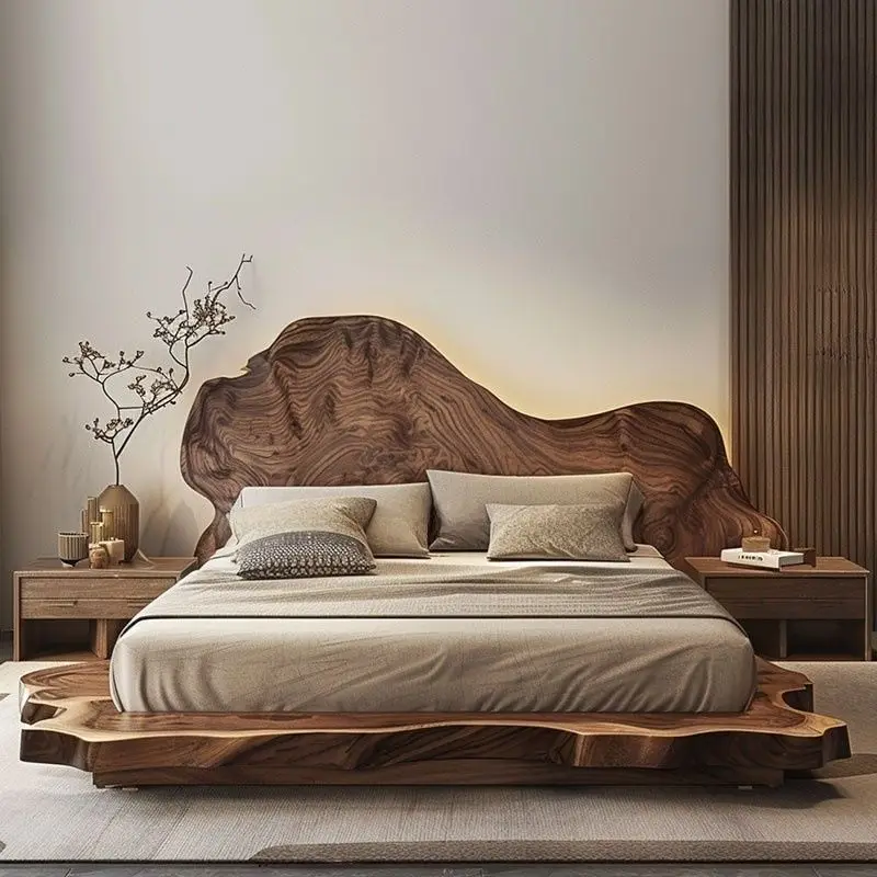 Modern minimalist wabi-sabi style double bed, 1.8 meters solid wood tatami
Modern minimalist wabi-sabi style double bed, 1.8 meters solid wood tatami