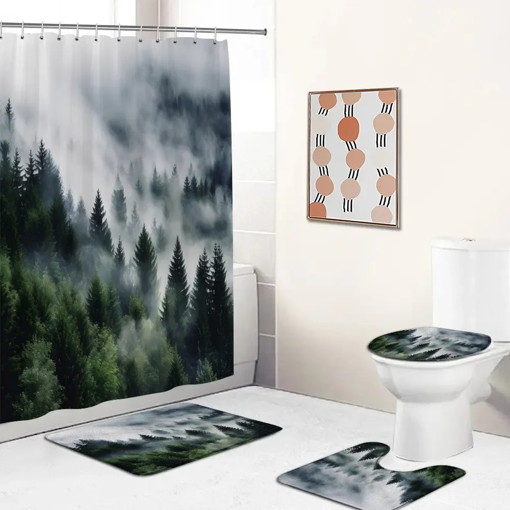 Foggy Forest Nature Shower Curtain Set Misty Woodland Tree Cloud Landscape Bathroom Decor Bath Mat Home Carpet Toilet Lid Cover
Foggy Forest Nature Shower Curtain Set Misty Woodland Tree Cloud Landscape Bathroom Decor Bath Mat Home Carpet Toilet Lid Cover