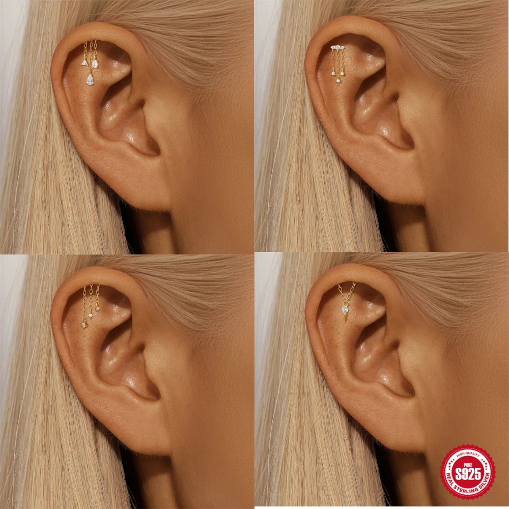 Boako 925 Sterling Silver 1pc Tassel Chain Zircon Charms Stud Earring For Woman 18K Gold Piercing Party Jewelry pendientes Gift
Boako 925 Sterling Silver 1pc Tassel Chain Zircon Charms Stud Earring For Woman 18K Gold Piercing Party Jewelry pendientes Gift