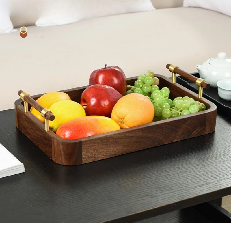 Wooden Black Walnut Tray Rectangle Coffee Tea Serving Dish Hotel Brass Handle Comfortable Feel Durable for Restaurant Use
Wooden Black Walnut Tray Rectangle Coffee Tea Serving Dish Hotel Brass Handle Comfortable Feel Durable for Restaurant Use